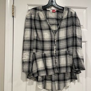 Veronica Beard Peplum plaid top